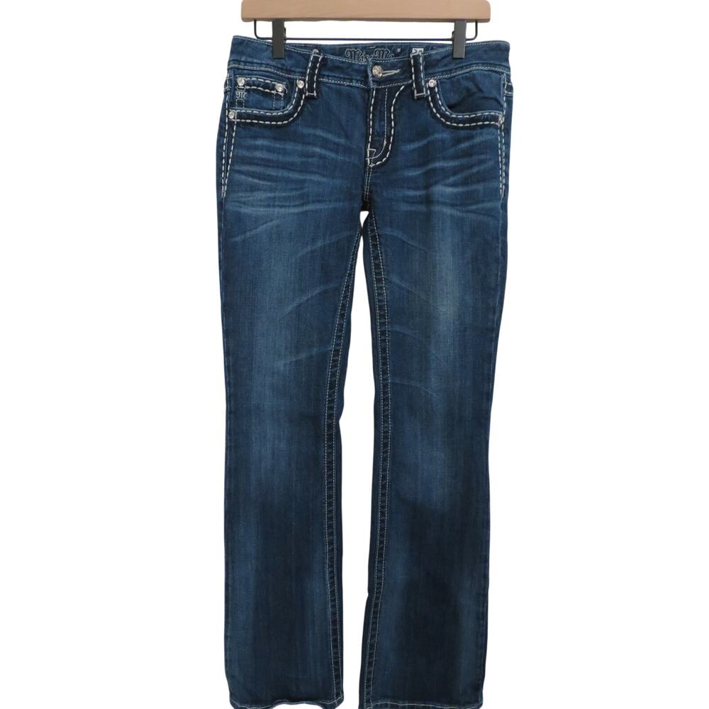 Miss Me Women Sz 30 Low Rise Bootcut Flap Pocket Y2K Medium Wash Jeans Western